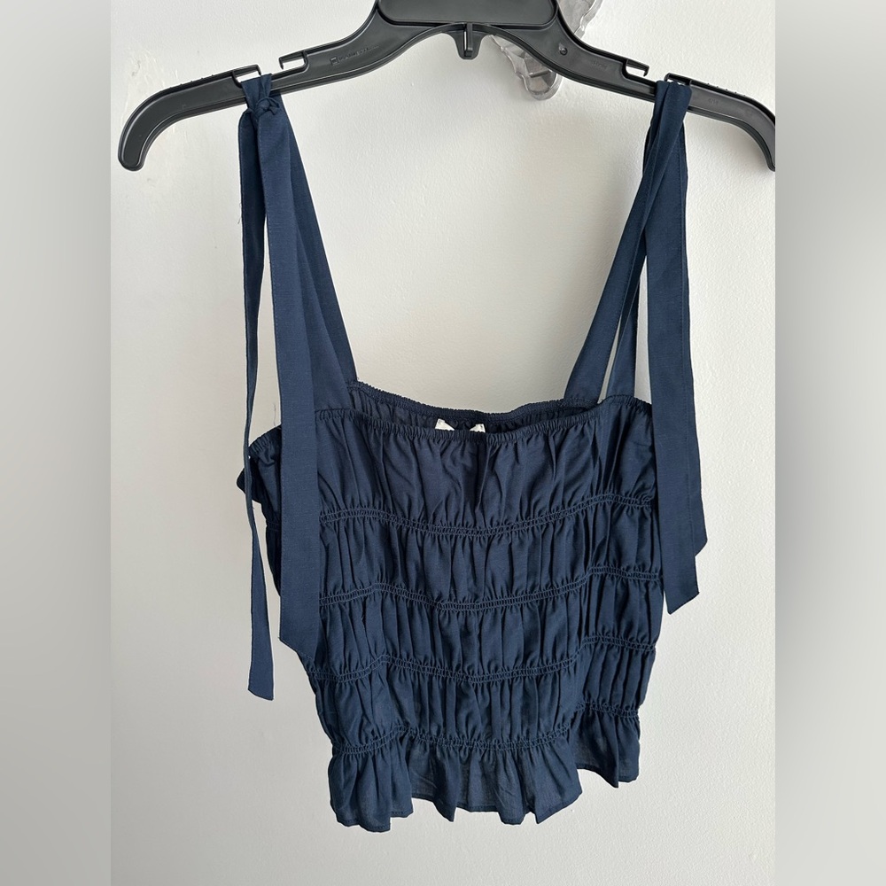 Darling Navy Blue Ruched Crop Camisole